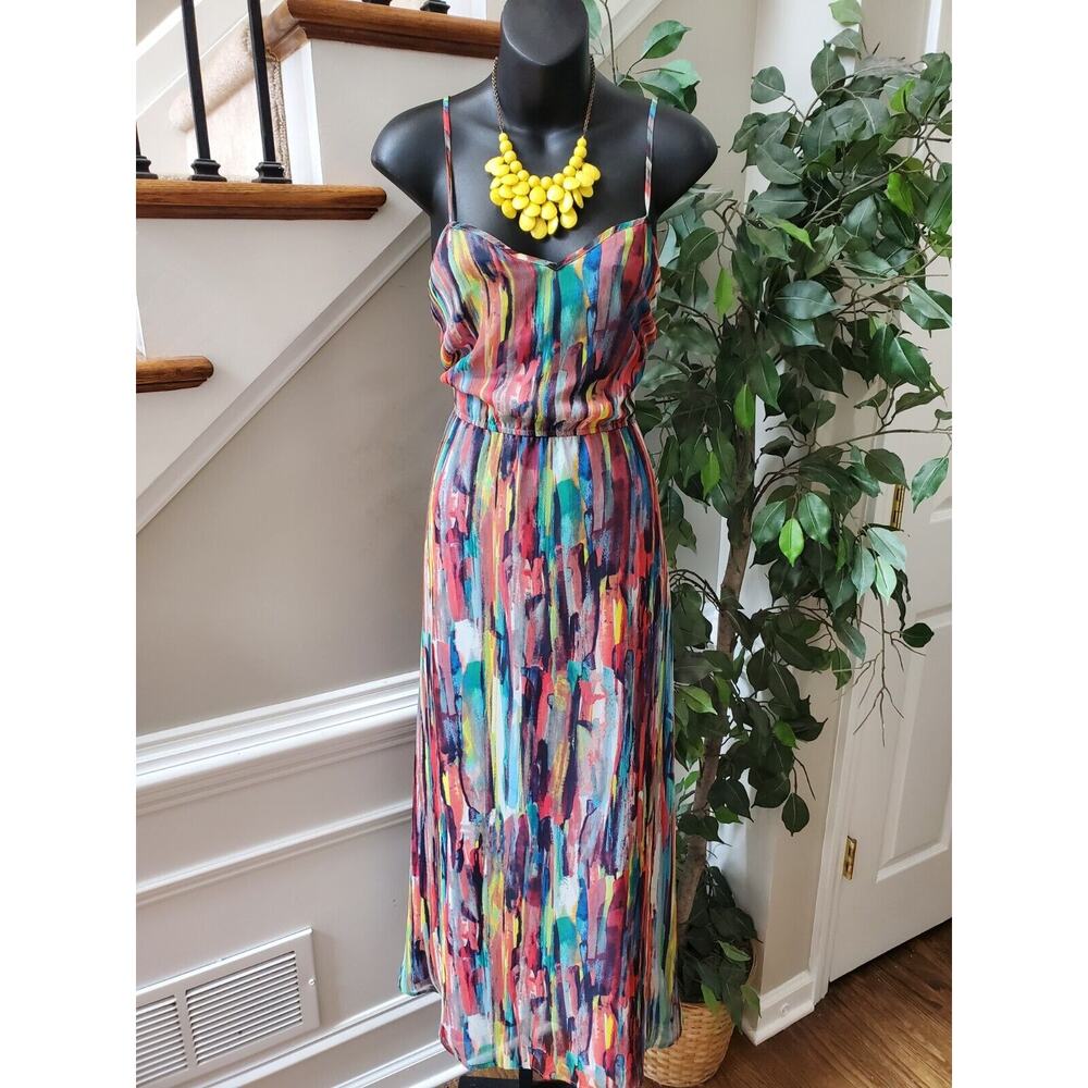 Jack By BB Dakota Multicolor Polyester Sweetheart Neck Sleeveless Maxi Dress 6